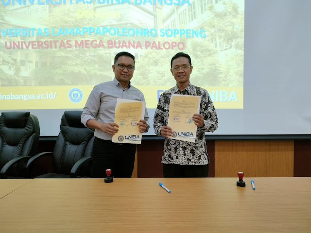 Penandatanganan MoA Universitas Lamappapoleonro dan Universitas Bina Bangsa