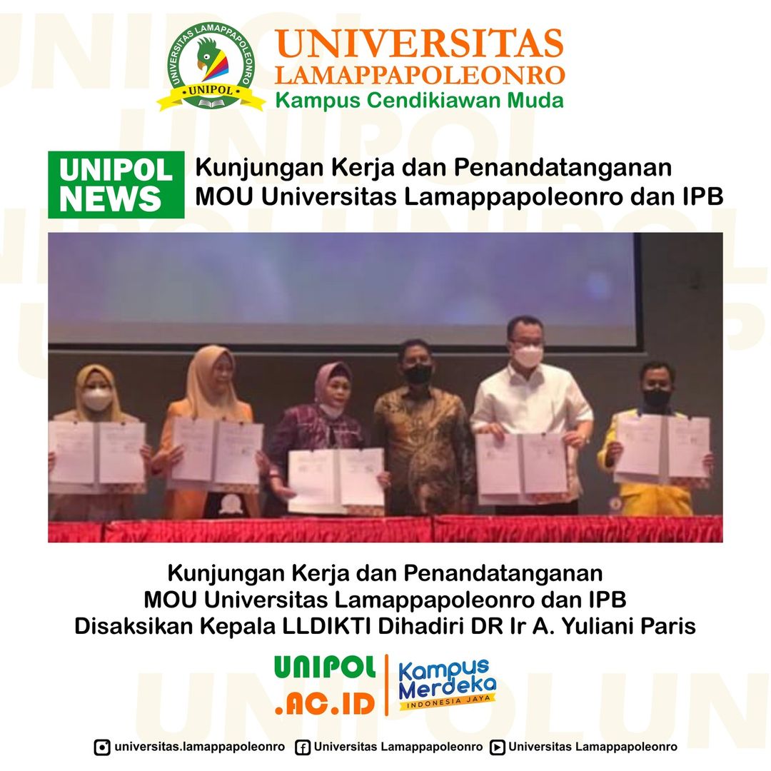 Dukung Program MBKM, Universitas Lamappapoleonro Teken MoU dengan IPB Disaksikan Kepala LLDIKTI Wilayah IX